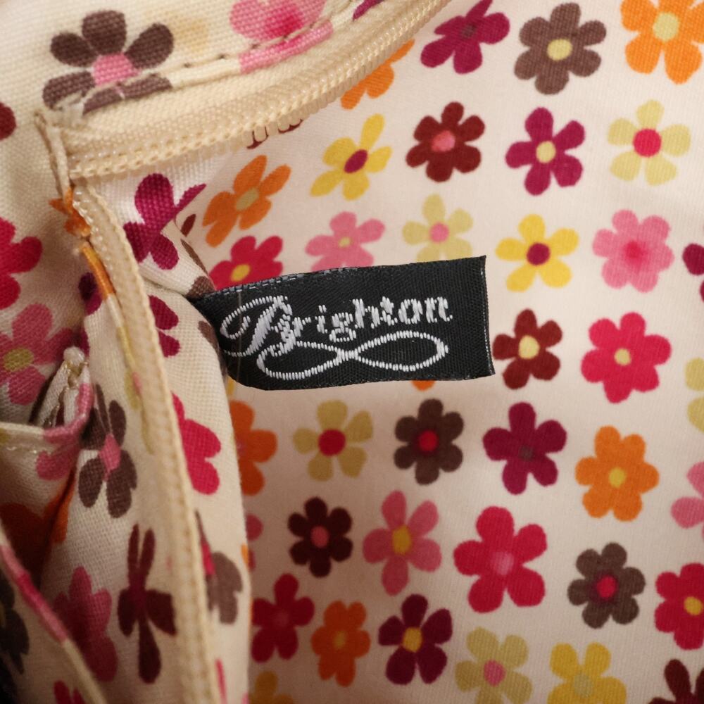 Brighton Bag Handbag Womens Beige Pink Floral Canvas Leather Trim Grandma core - Picture 15 of 16